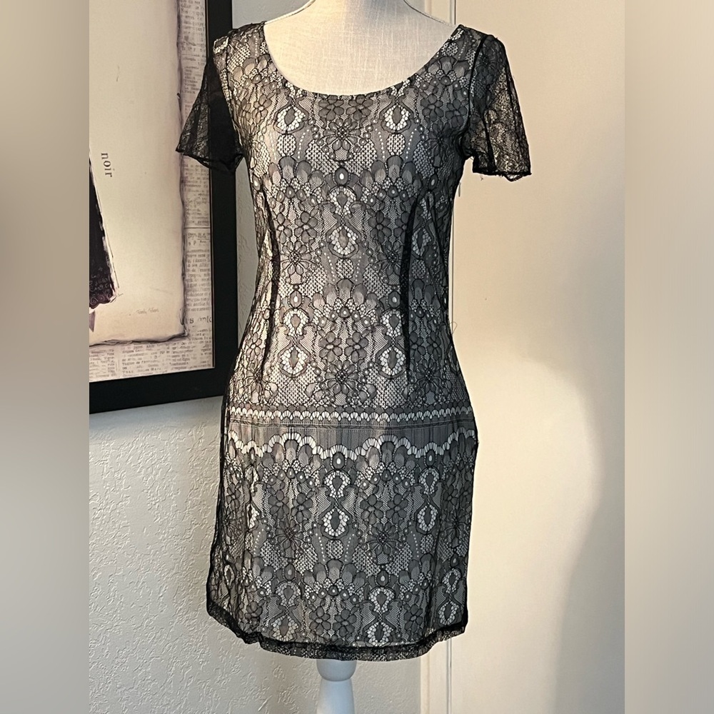 Alice by temperley. Black lace short sleeve dress